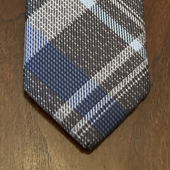 Platinum Designs Blue Gray Hand Made 100% Polyester Men’s Neck Tie Made In China - Picture 6 of 9
